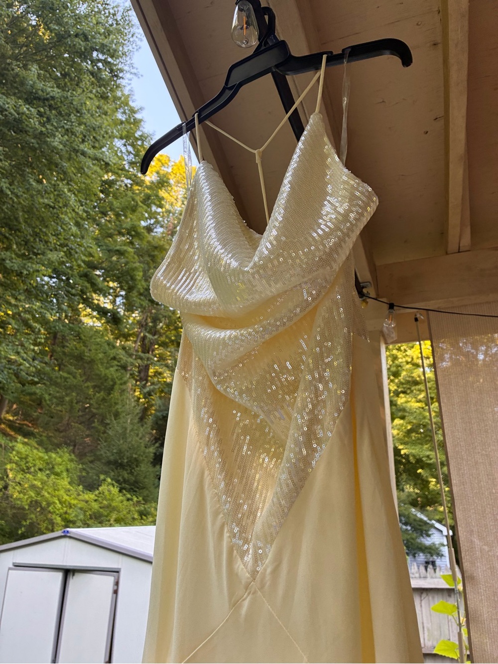 Peppermayo Pale Yellow Sequin Cowl Slip Maxi Dress - Picture 11 of 14